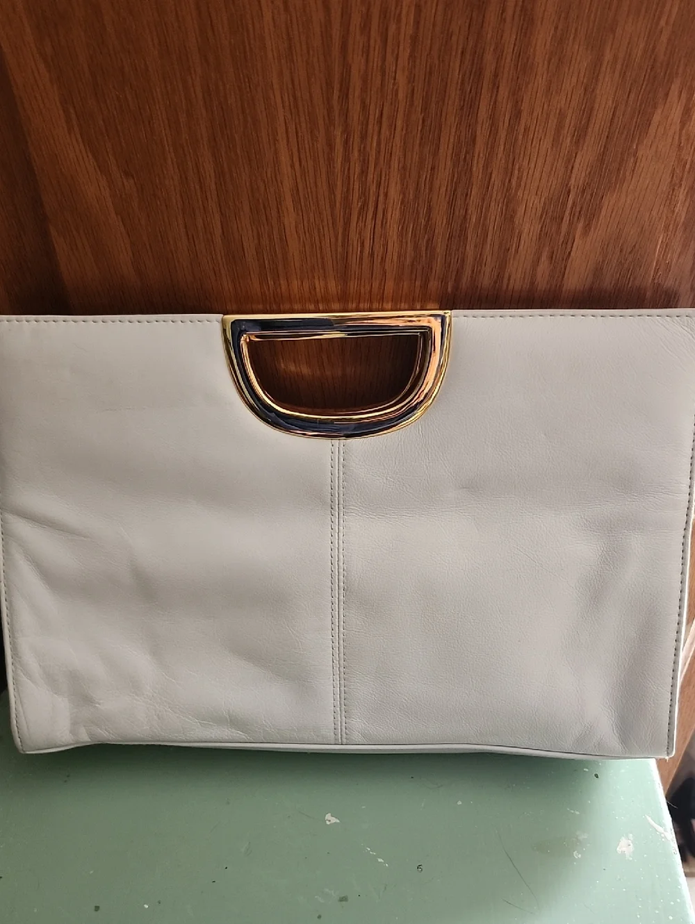 Giani Bernini White Leather Clutch with Gold Hardware